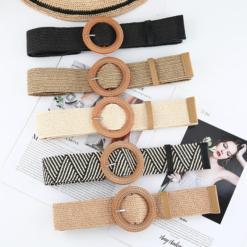Cotton And Linen Straw Woven Belt Women Cotton And Linen Straw Woven Belt Women